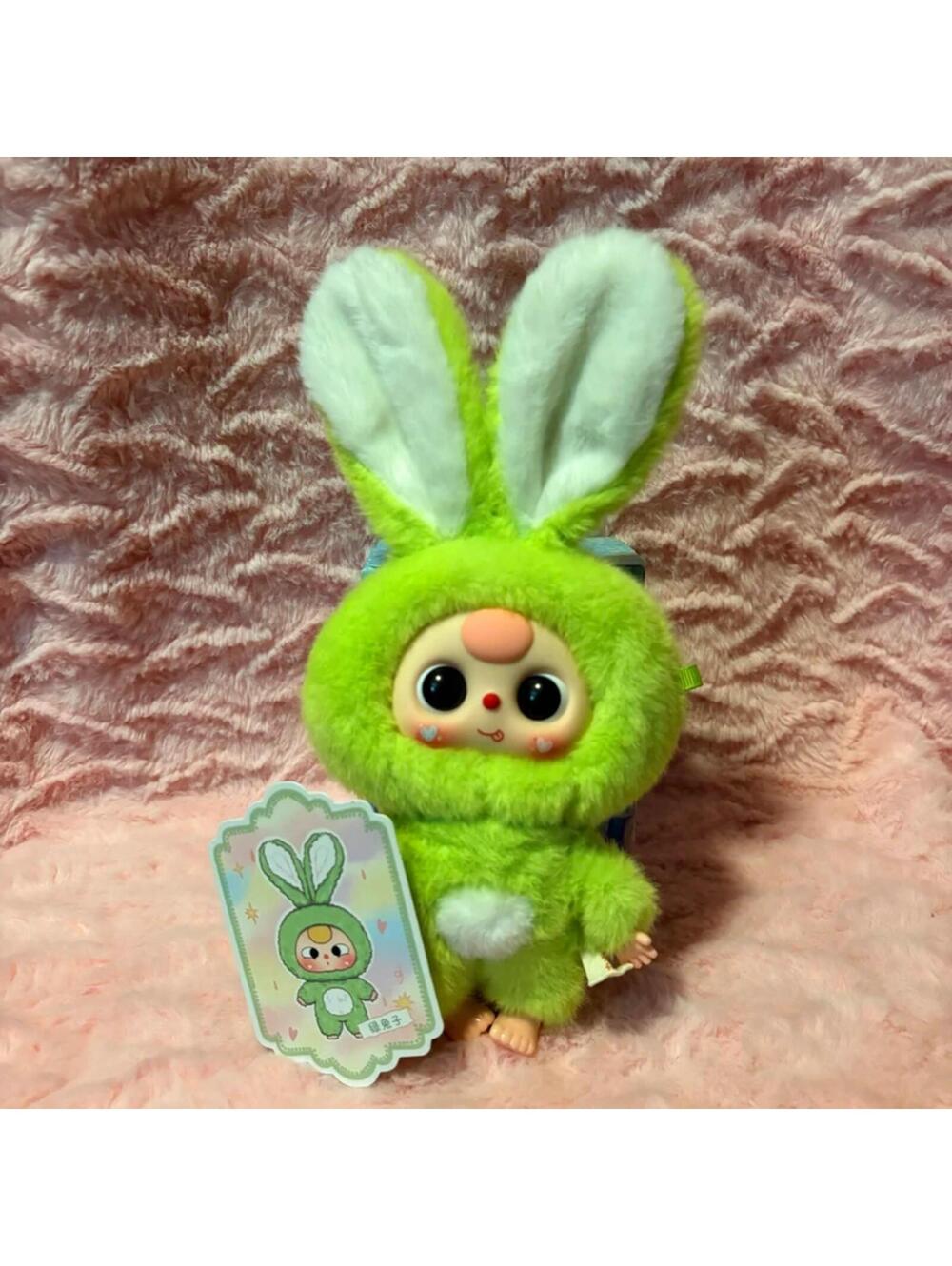 green baby three macaron bunny plush pendant